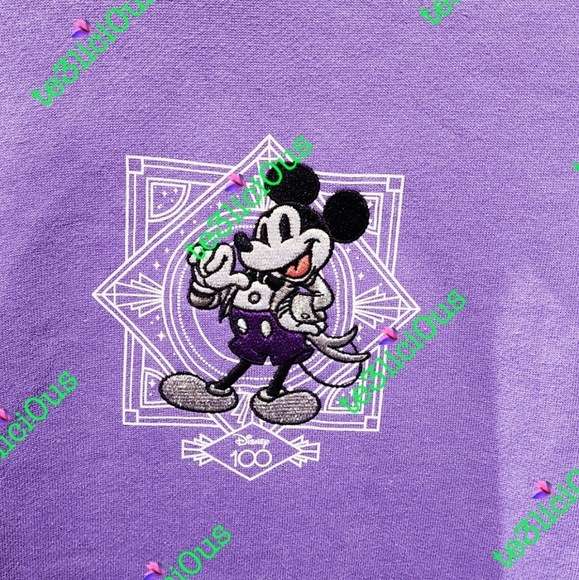 DISNEYLAND DISNEY 100 MICKEY AND FRIENDS PURPLE PULLOVER HOODIE - Picture 5 of 7